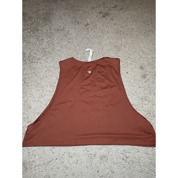 Lululemon Muscle Love Crop Tank Size 10 Orange Red Classic Sports Logo - Picture 4 of 5